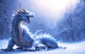 Injured Frost Dragon. AI Generate