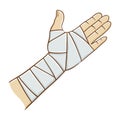 Injured Hand Wrapped in Elastic Bandage Vector illustration