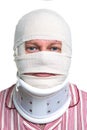 Injured man with a head bandage