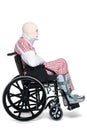 Injured man in a wheelchair side view