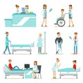 Injured And Sick Patients In The Hospital Receiving Medical Treatment Royalty Free Stock Photo