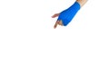 injured woman with blue elastic bandage on hand isolated on whit Royalty Free Stock Photo