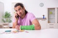 Injured young man at home