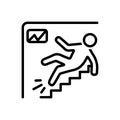 Black line icon for Injuries, workplace and accident