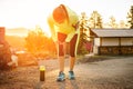 Injuries - sports running knee injury on woman. Royalty Free Stock Photo