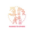 Injuries to others red gradient concept icon