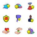 Injury icons set, cartoon style Royalty Free Stock Photo