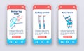 Injury and leg treatment on mobile app onboarding screens