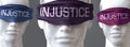 Injustice can blind our views and limit perspective - pictured as word Injustice on eyes to symbolize that Injustice can distort