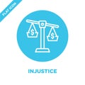 injustice icon vector from corruption elements collection. Thin line injustice outline icon vector illustration. Linear symbol