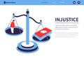 Injustice and Judgment - colorful flat design style banner