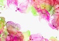 Ink colorful green, pink, white alcohol abstract backgound. Neon colors  background painting. Hand painted colorful texture. There Royalty Free Stock Photo