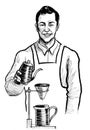 Barista preparing coffee