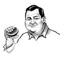 Fat man eating burger Royalty Free Stock Photo