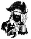 Pirate captain drinking coffee