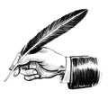 Hand with a quill