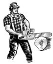 Canadian lumberjack with chainsaw Royalty Free Stock Photo