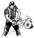 Canadian lumberjack with chainsaw Royalty Free Stock Photo