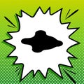 Ink blobs sign. Black Icon on white popart Splash at green background with white spots. Illustration Royalty Free Stock Photo