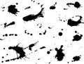 Ink blot collection, big set of isolated spots, black drops on white background. Big splashes Royalty Free Stock Photo