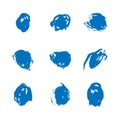 Ink blue blot set. Abstract stain. Isolate on a white background Royalty Free Stock Photo