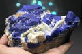 Ink Blue Lazurite With White Forsterite Specimen Royalty Free Stock Photo