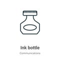 Ink bottle outline vector icon. Thin line black ink bottle icon, flat vector simple element illustration from editable Royalty Free Stock Photo