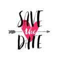 Ink brush hand lettering. SAVE THE DATE. Modern calligraphic