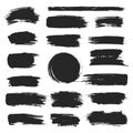 Ink brush stroke set, black grunge smear collection