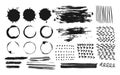 Ink brush strokes splashes doodle lines vector set