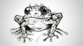 Whimsical Frazzled Frog: Ink Cartoon Royalty Free Stock Photo