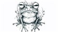 Whimsical Frazzled Frog: Ink Cartoon Royalty Free Stock Photo