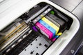 An ink cartridge or inkjet cartridge is a component of an inkjet printer Royalty Free Stock Photo