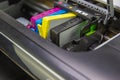 An ink cartridge or inkjet cartridge is a component of an inkjet printer Royalty Free Stock Photo