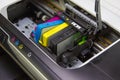 An ink cartridge or inkjet cartridge is a component of an inkjet printer that contains the ink Royalty Free Stock Photo