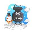 Ink in cold winter character. cartoon mascot vector