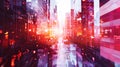 ink, data flow, living code entity, traversing a web of glowing connections, in a virtual reality cityscape, realistic, chromatic
