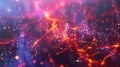 ink, data flow, living code entity, traversing a web of glowing connections, in a virtual reality cityscape, realistic, chromatic