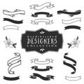 Ink decorative ribbon banners. Designers collection.