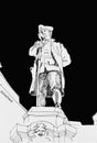 Ink draving of Carlo Goldoni monument in Venice, Italy, original