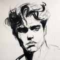 Ink Drawing Of Androgynous Man In 85 New Wave Style