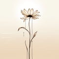 Minimalist Daisy Flower Illustration On Pale Beige Background Royalty Free Stock Photo