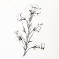 Minimalistic Black And White Flower Drawing On White Background Royalty Free Stock Photo