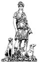 Ink drawing of old historical statue of Lviv ( Royalty Free Stock Photo