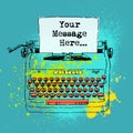 Ink drawing of vintage style typewriter with space for text Royalty Free Stock Photo