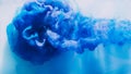 Ink drop background explosion blue smoke puff