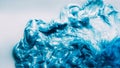 Ink drop glitter fluid smoke cloud blue paint blob Royalty Free Stock Photo