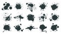 Ink drops. Paint splash, grunge liquid drop splashes, abstract artistic ink splatter. Black ink splashes vector Royalty Free Stock Photo