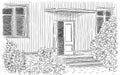 Ink entrance, house illustration on the white background.