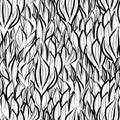 Ink hand drawn abstract flora seamless pattern